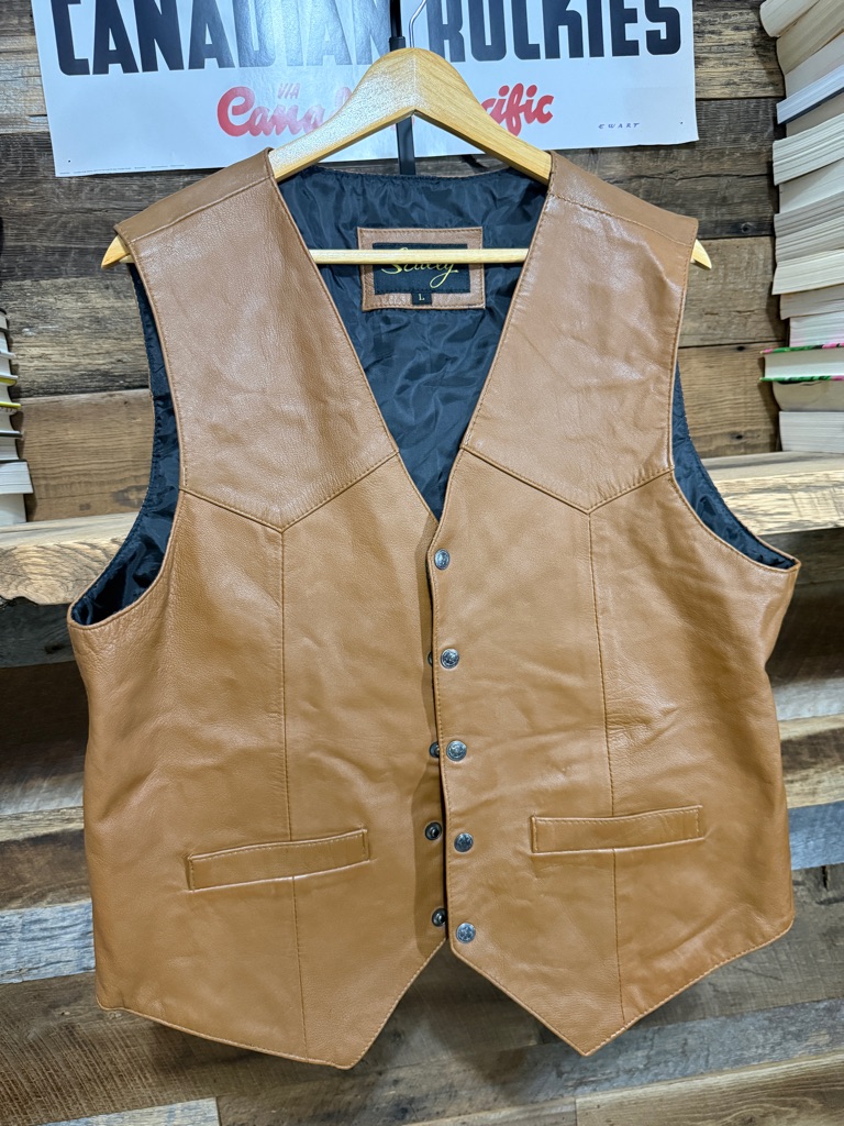 Scully Tan Leather Snap-Front Vest